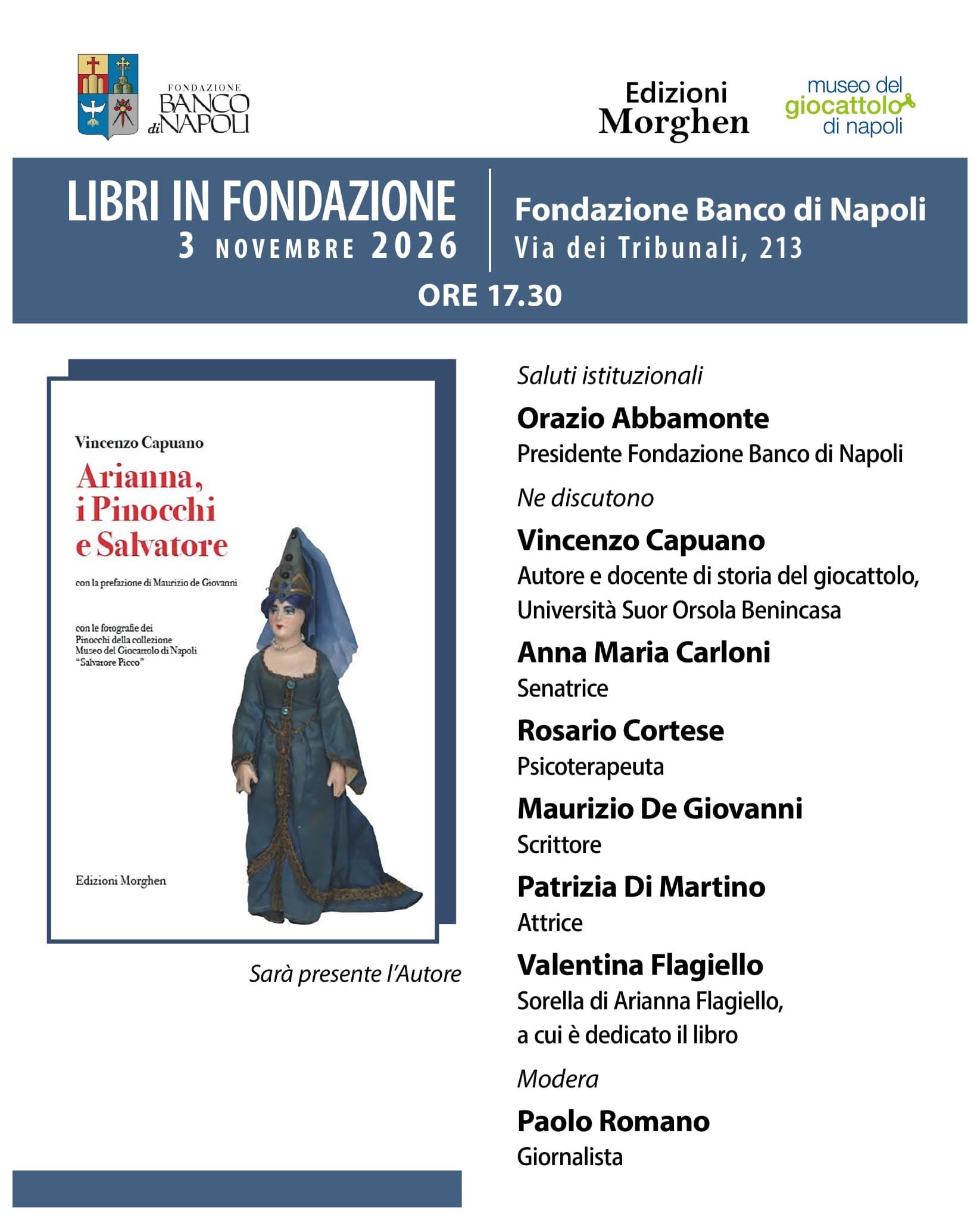 A Napoli la presentazione del libro Arianna, i Pinocchi e Salvatore di Capuano contro la violenza di genere